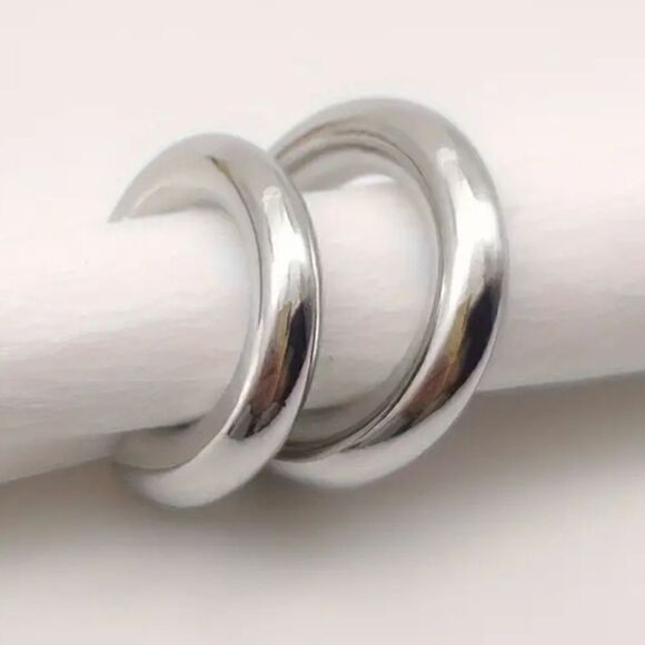 2 Pcs Unique Smooth C Shaped Clip On Earrings Zinc Alloy Jewelry - Picture 7 of 10